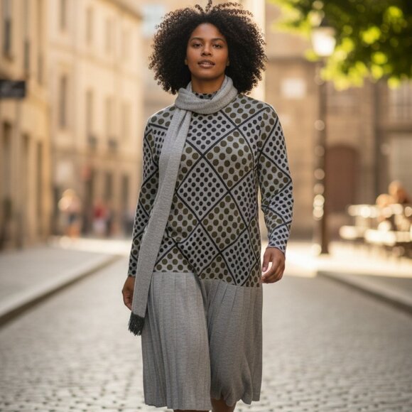 Vintage 60s SERBIN of Florida Knit Dress & Scarf designed by Muriel Ryan